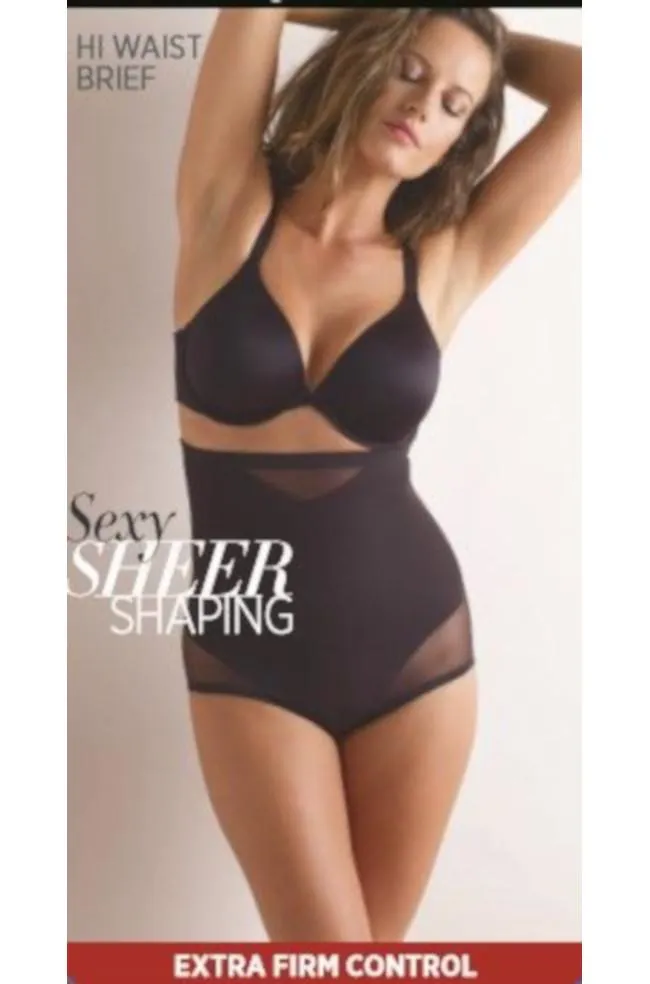 Sheer X-Firm Hi Waist Brief (Black)