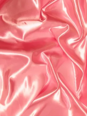 Solid Shiny Bridal Satin Fabric / Coral / Sold By The Yard