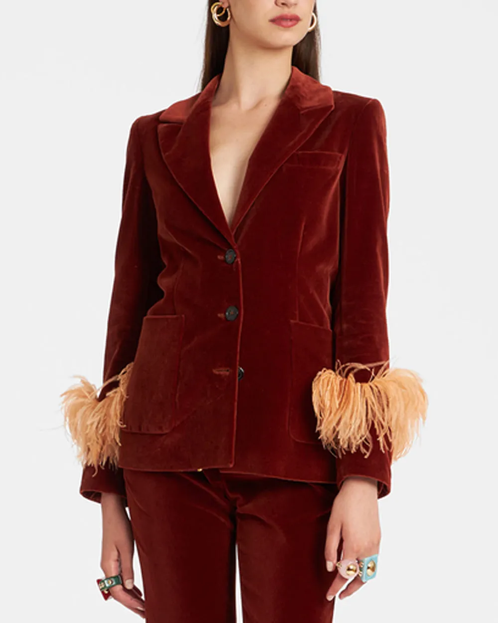 Solid Terracotta Velvet Keaton Jacket