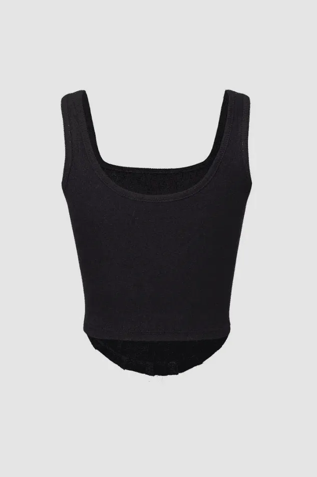 Square Neck Seam Detail Corset Top