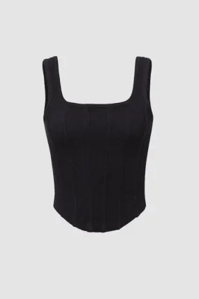 Square Neck Seam Detail Corset Top