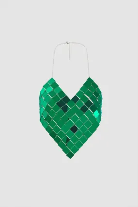 Square Sequin Heart Shape Halter Top