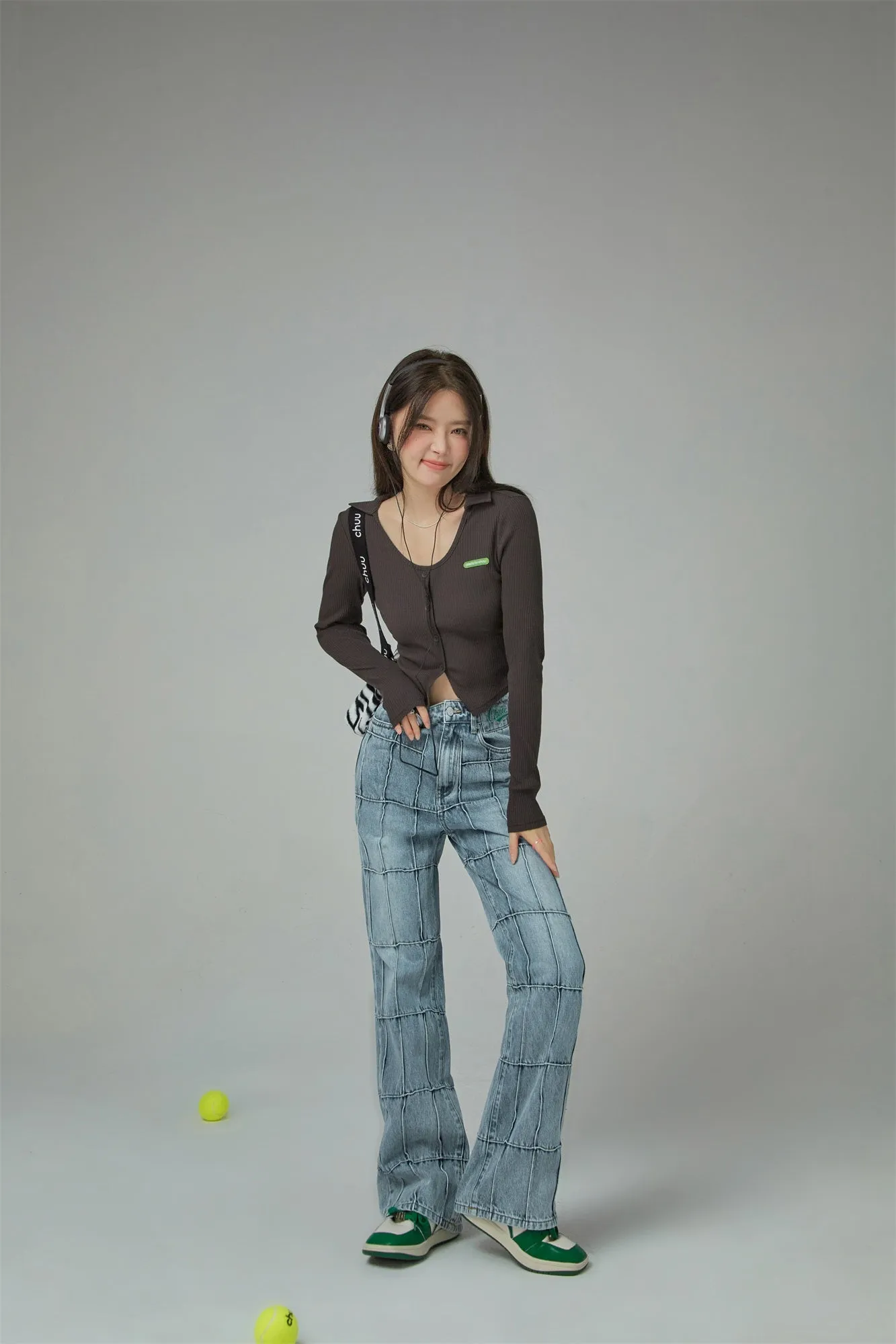 Squares High-Waisted Wide Jeans