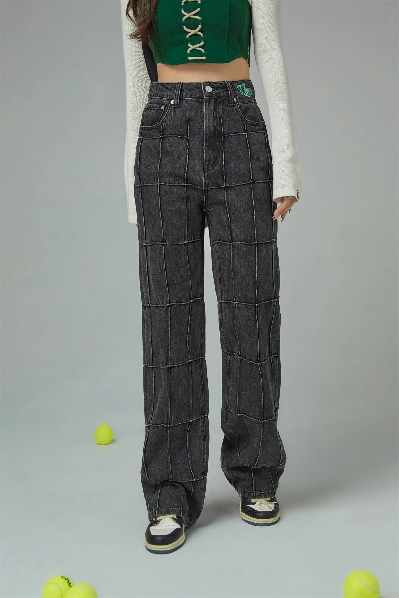 Squares High-Waisted Wide Jeans