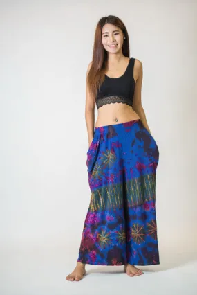 Thai Organic Cotton Wide Leg Palazzo Pants Tie Dye Royal Blue