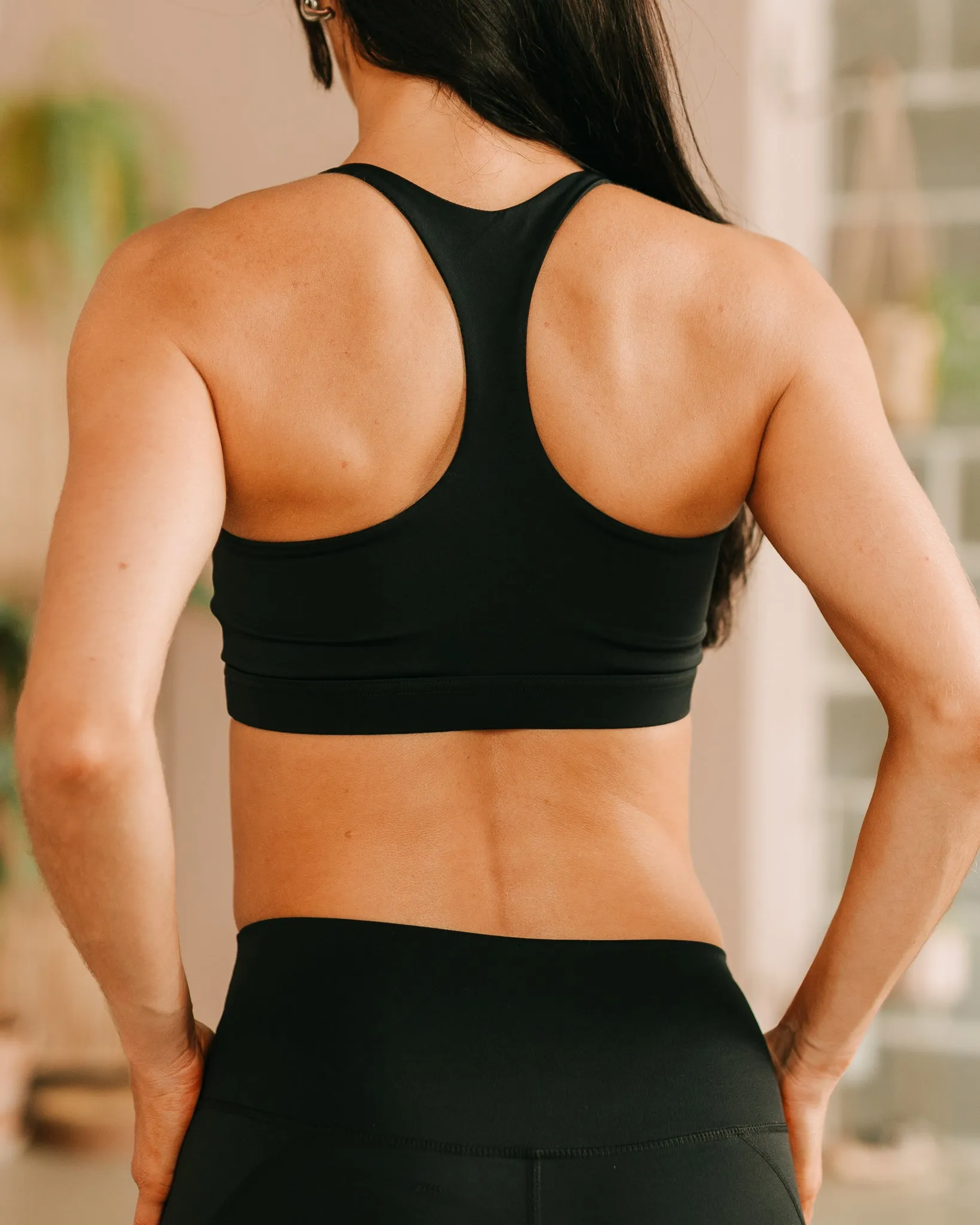 The Akari Recycled Eco Sports Bra Top in Black