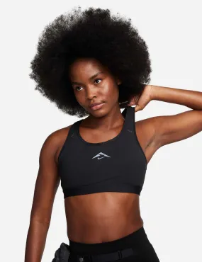 Trail Swoosh On-The-Run Sports Bra - Black/Dark Smoke Grey