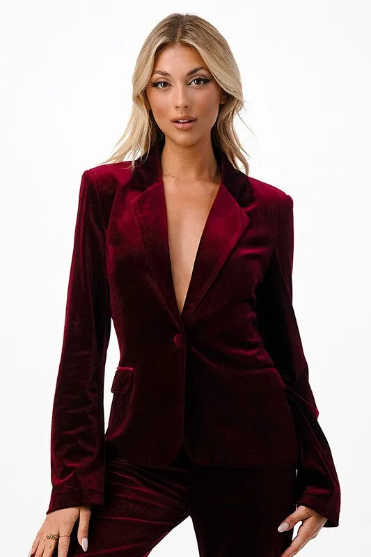 VELVET BLAZER BURGUNDY