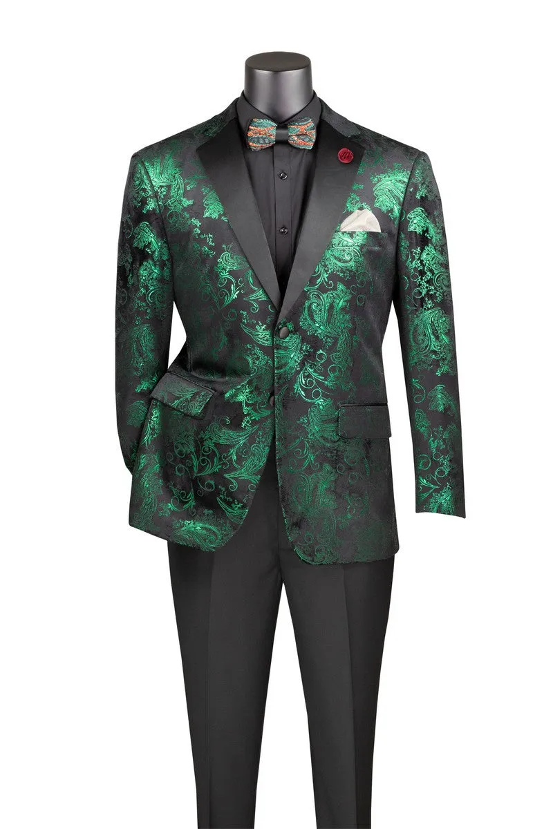 Velvet Emerald Modern Fit Paisley Pattern