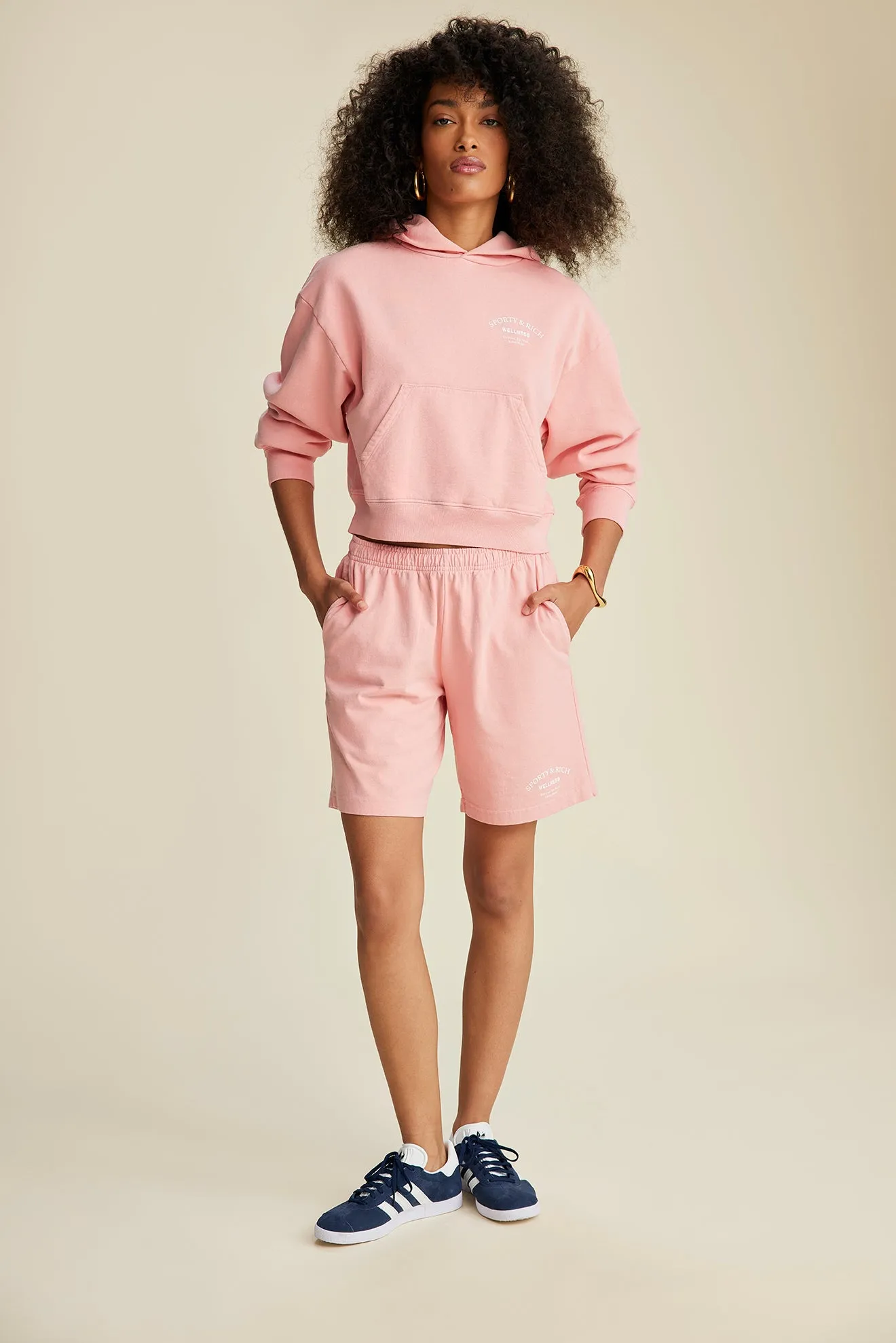 Wellness Studio Cropped Hoodie - Rose